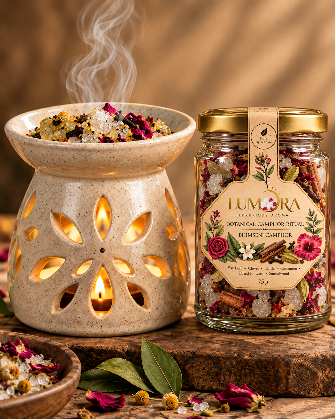 Bhimseni botanical camphor gift pack prepared for a careful pooja ritual