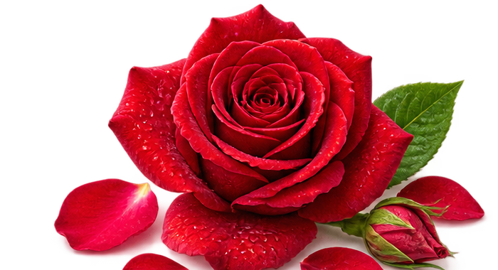 Rose petals, spices and translucent Bhimseni camphor pieces in the Lumora Rose blend